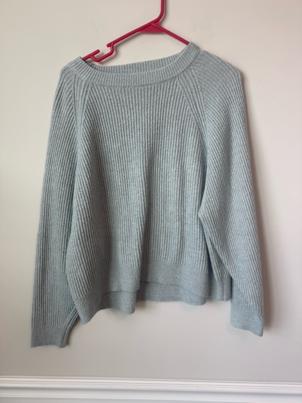 Happily grey sage ribbed crew sweater size medium